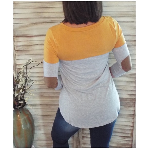 Color Block Suede Pocket & Elbow Yellow 2519 - Picture 6 of 6